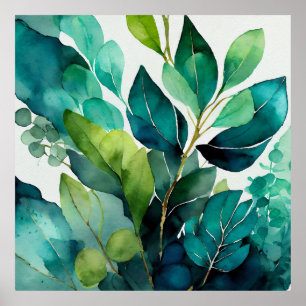 Teal Green Botanical Poster