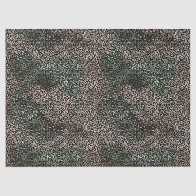 Teal Green Brown Leopard Print Tissue Paper (Front)