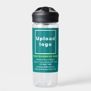 Teal Green Business Brand on Plastic Water Bottle