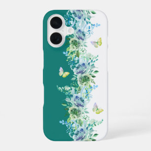 Teal Green Butterfly Floral Phone Case