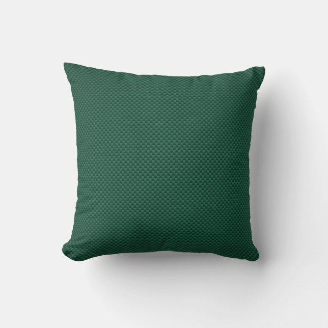 Teal Green Carbon Fibre Style Print Cushion (Front)