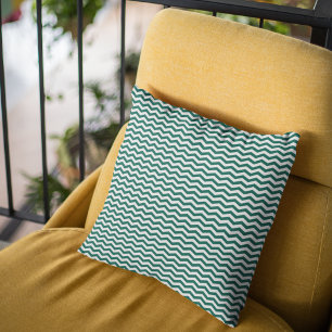 Teal Green Chevron zig zag stripe pattern Cushion