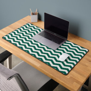 Teal Green Chevron zig zag stripe pattern Desk Mat