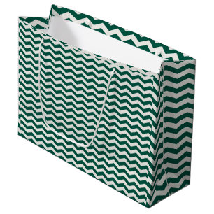 Teal Green Chevron zig zag stripe pattern Large Gift Bag