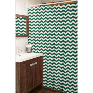 Teal Green Chevron zig zag stripe pattern Shower Curtain
