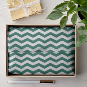 Teal Green Chevron zig zag stripe pattern Tissue Paper