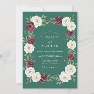 Teal Green Chic Winter Wedding Invitation