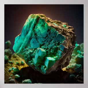 Teal Green Chrysoprase Inspired Mineral Poster