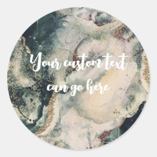 Teal Green Cream Cosmic Watercolor Gold Celestial Classic Round Sticker