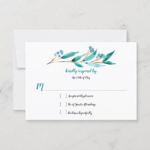 Teal Green Cypress Leaves and Berries RSVP