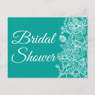Teal Green Daisy Flower Bridal Shower Floral Invitation Postcard