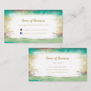 Teal Green Distressed Social Media Business Card