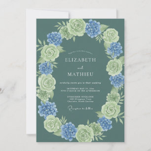 Teal Green Elegant Spring Wedding Invitation