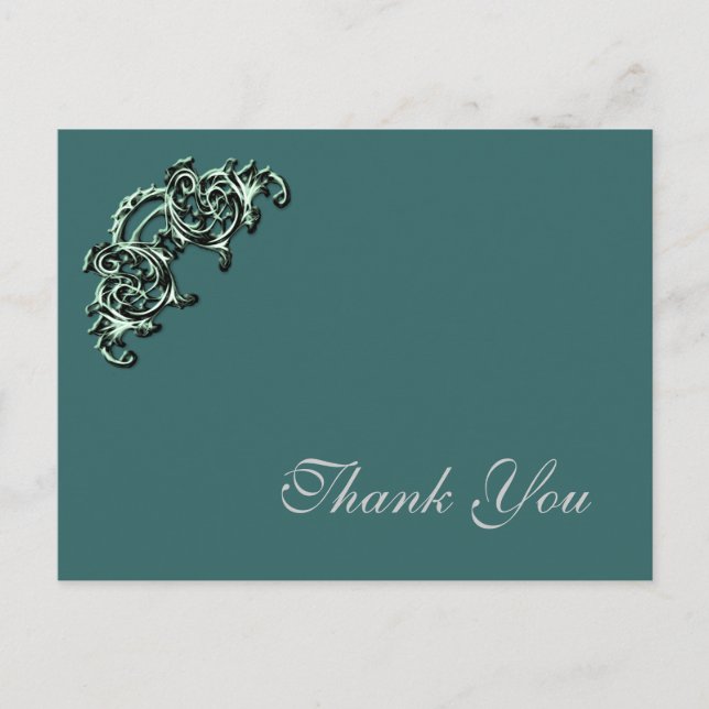 TEAL GREEN  Embellished Photo Thank you card (Front)