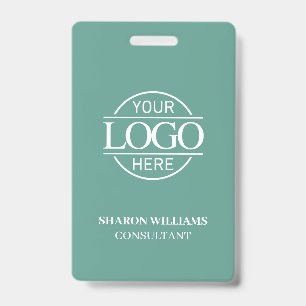 Teal Green Employee ID with Custom Business Logo Badge