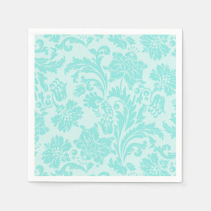 Teal green, floral print napkins