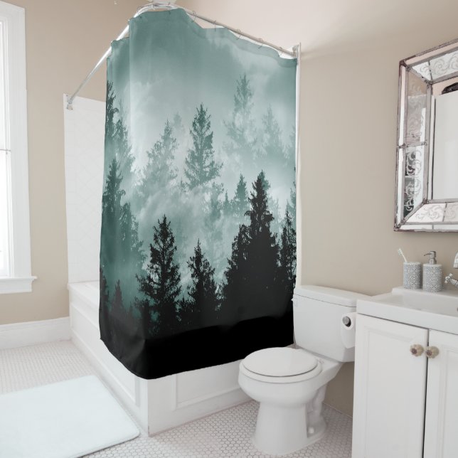 Teal Green Forest Dream #1 #wall #art  Shower Curtain (In Situ)