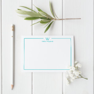 Teal Green Formal Classic Family Monogram Minimal Card