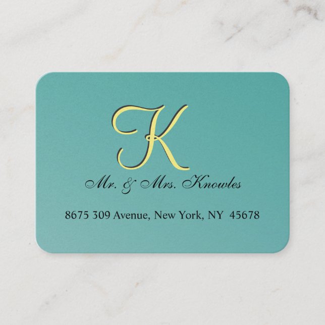 Teal Green Fun Fab Wedding Business Card (Front)