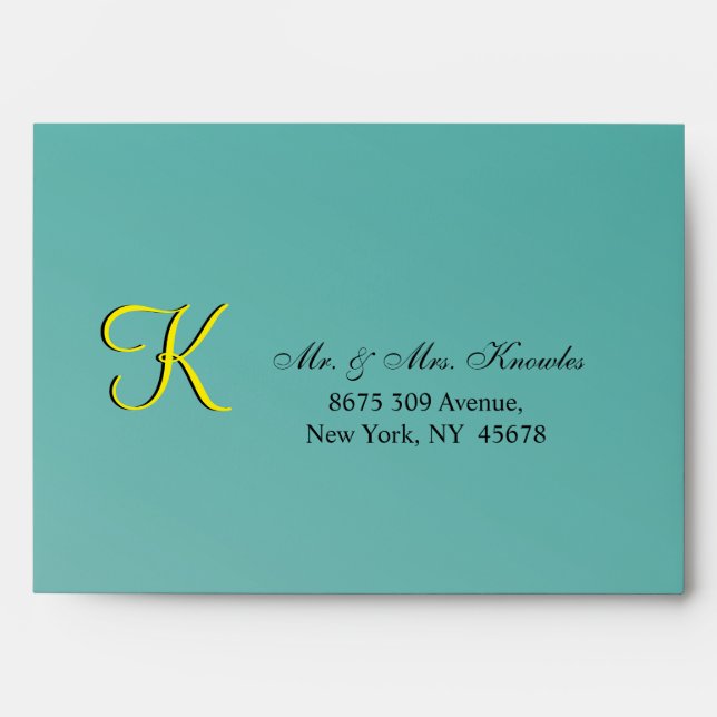 Teal Green Fun Fab Wedding Envelope (Front)