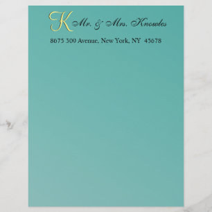 Teal Green Fun Fab Wedding Personalized Letterhead