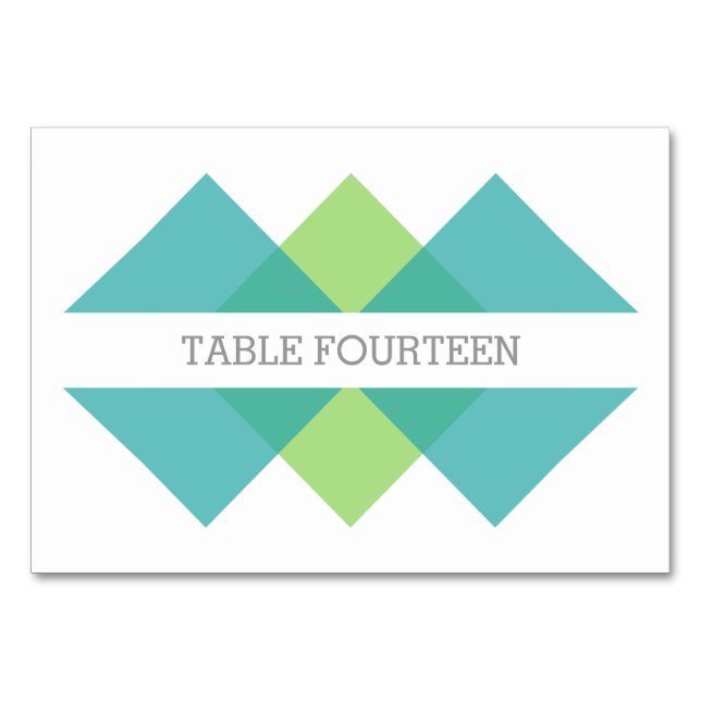 Teal Green Geometric Triad Table Card (Front)