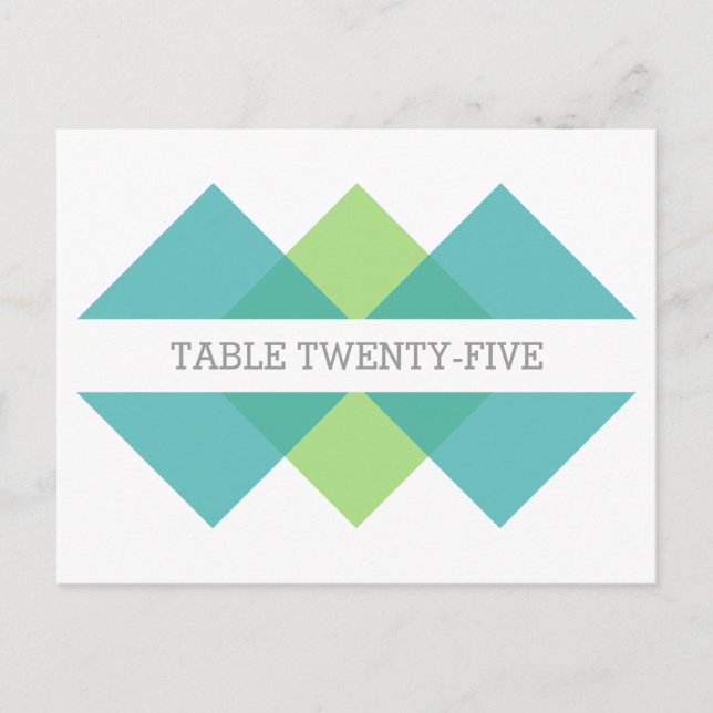 Teal Green Geometric Triad Table Number Postcard (Front)