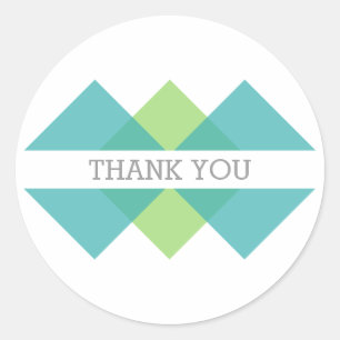 Teal Green Geometric Triad Thank You Stickers