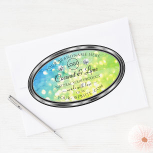 Teal Green Glitter Product Labels Diamonds Logo