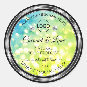 Teal Green Glitter Product Labels Diamonds Logo