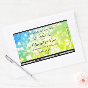 Teal Green Glitter Product Labels Diamonds Logo