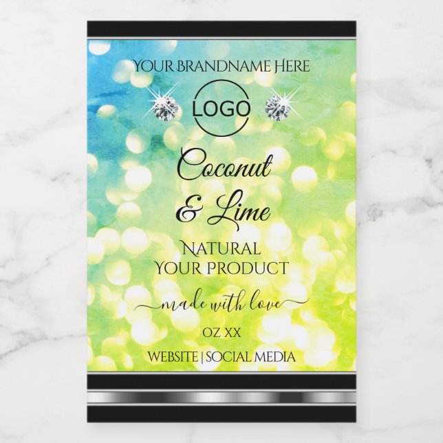 Teal Green Glitter Product Labels Diamonds Logo (Single Label)