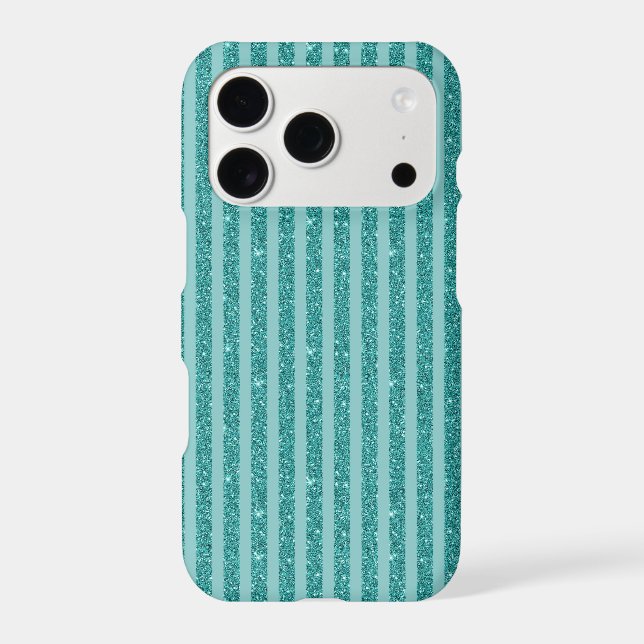 Teal Green Glitter Style Horizontal Stripes (Back)