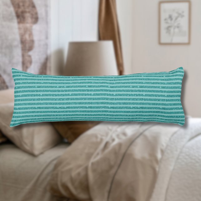 Teal Green Glitter Style Horizontal Stripes Body Cushion (Creator Uploaded)