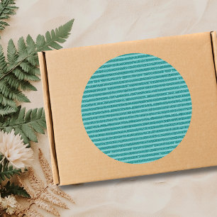 Teal Green Glitter Style Horizontal Stripes Classic Round Sticker