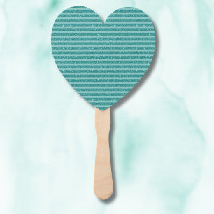 Teal Green Glitter Style Horizontal Stripes Hand Fan