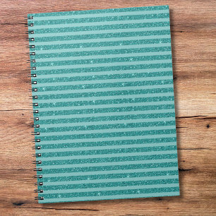Teal Green Glitter Style Horizontal Stripes Notebook
