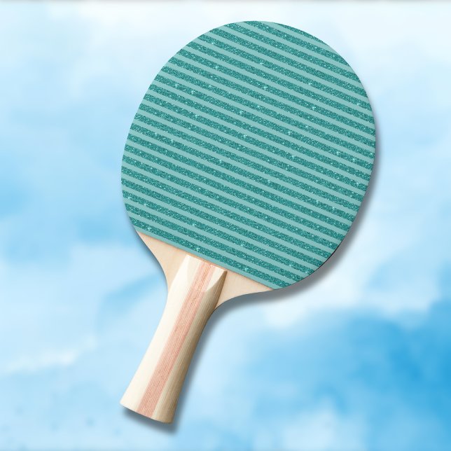 Teal Green Glitter Style Horizontal Stripes Ping Pong Paddle (Creator Uploaded)