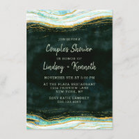 Teal Green & Gold Agate Couple's Wedding Shower