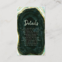 Teal Green & Gold Agate Marble Wedding Details
