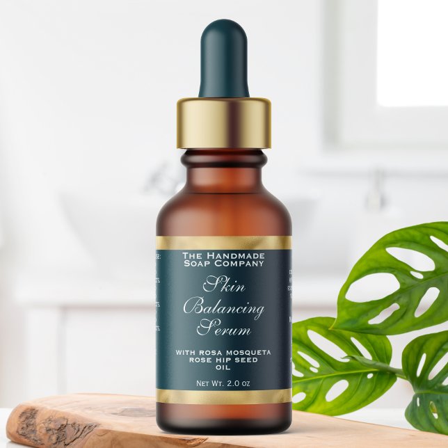Teal Green & Gold Small Dropper Bottle Label  (Creator Uploaded)