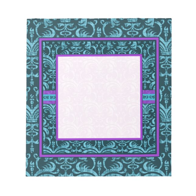 Teal Green Gothic Grunge Elegant Notepad (Front)
