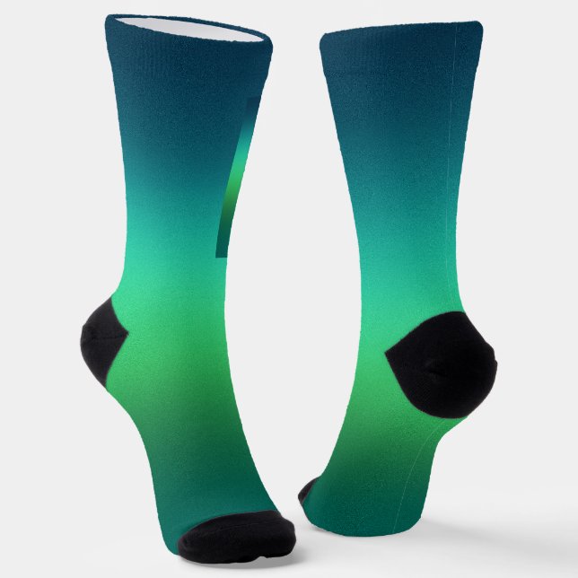 Teal Green Gradient Abstract Background Modern Socks (Angled)