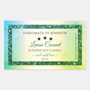 Teal Green Gradient Glitter Sparkle Product Labels