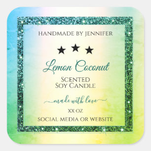 Teal Green Gradient Glitter Sparkle Product Labels