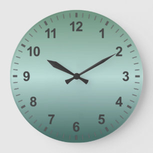 Teal Green Gradient Minimal Design Numbers Large Clock