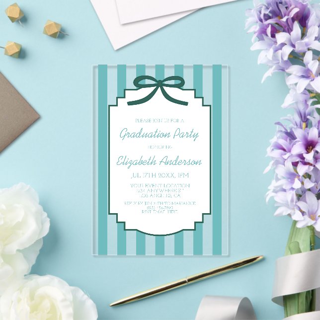 Teal Green Graduation Acrylic Invitations (Insitu (Wedding))