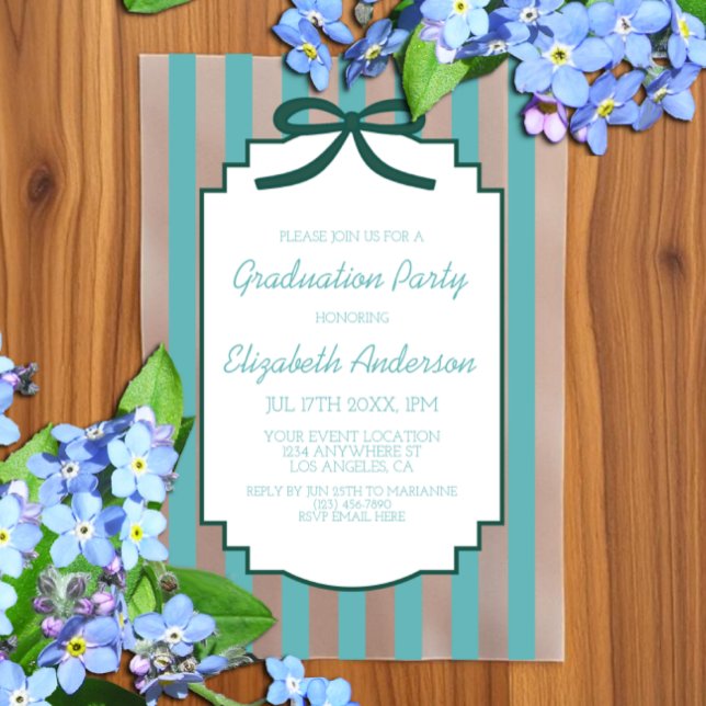 Teal Green Graduation Vellum Invitations (Creator Uploaded)