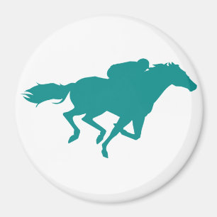 Teal Green Horse Racing Magnet