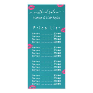 Teal Green Lips Beauty Salon Rack Card
